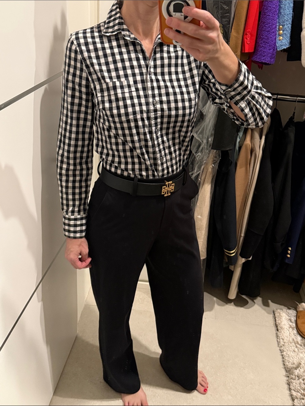 J. Crew Classic cotton Black & White Gingham Button-Down Shirt XS